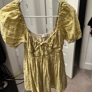 Vici Yellow Textured Mini Dress